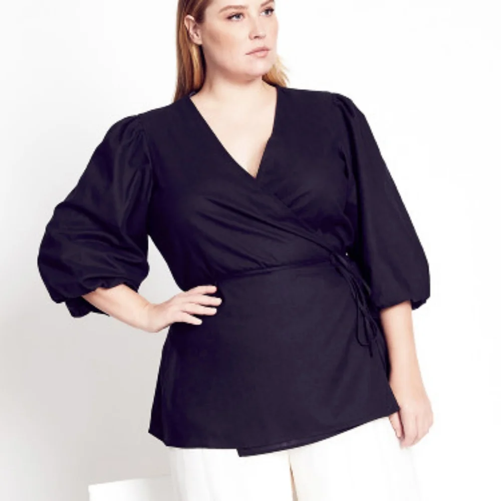 NWT REFINITY X CITY CHIC WRAP BLOUSE_2